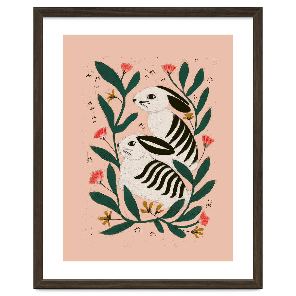 Hares Among Flowers