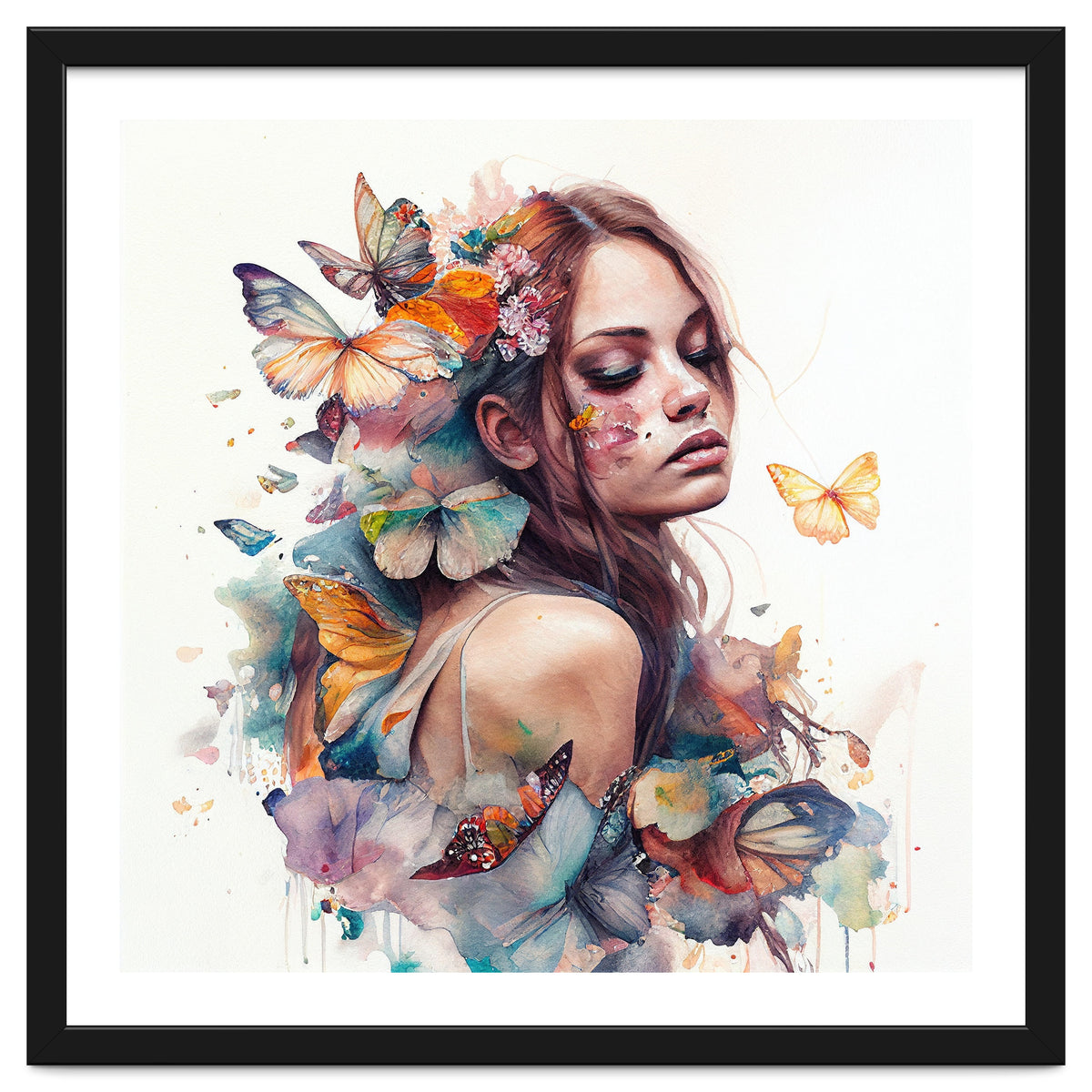 Butterfly Muse Watercolor Portrait