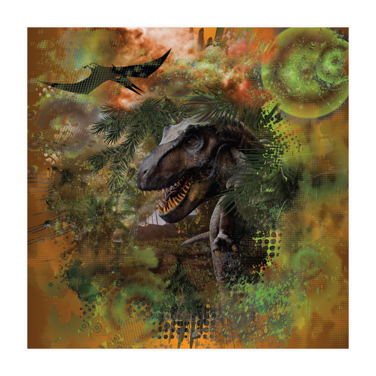 Dinosaur Jurassic T-Rex Collage (Print Only)
