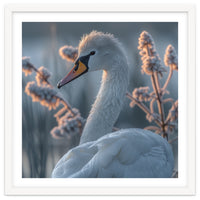 Swan Portrait Dew Drops Morning Light