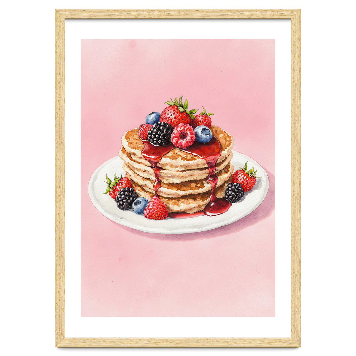 Berry Pancakes – Watercolor Breakfast Food