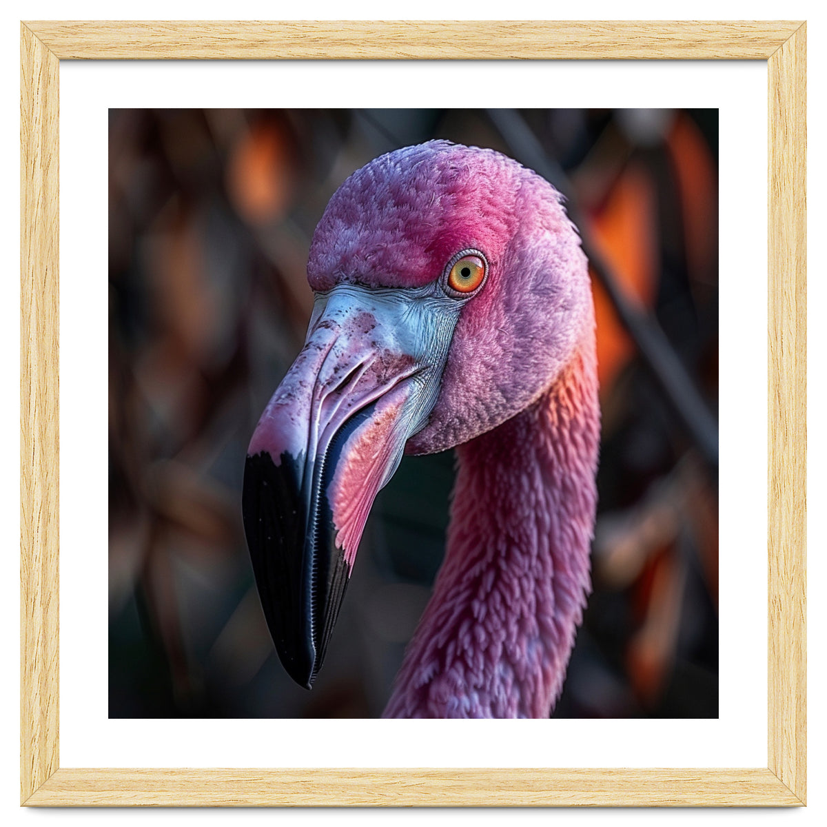 Close Up Of A Pink Flamingo Bird Face