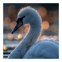 Close-up Shot of a Swan with Water Droplets (Print Only)
