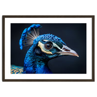 Close Up Of A Peacock Head Blue Feather