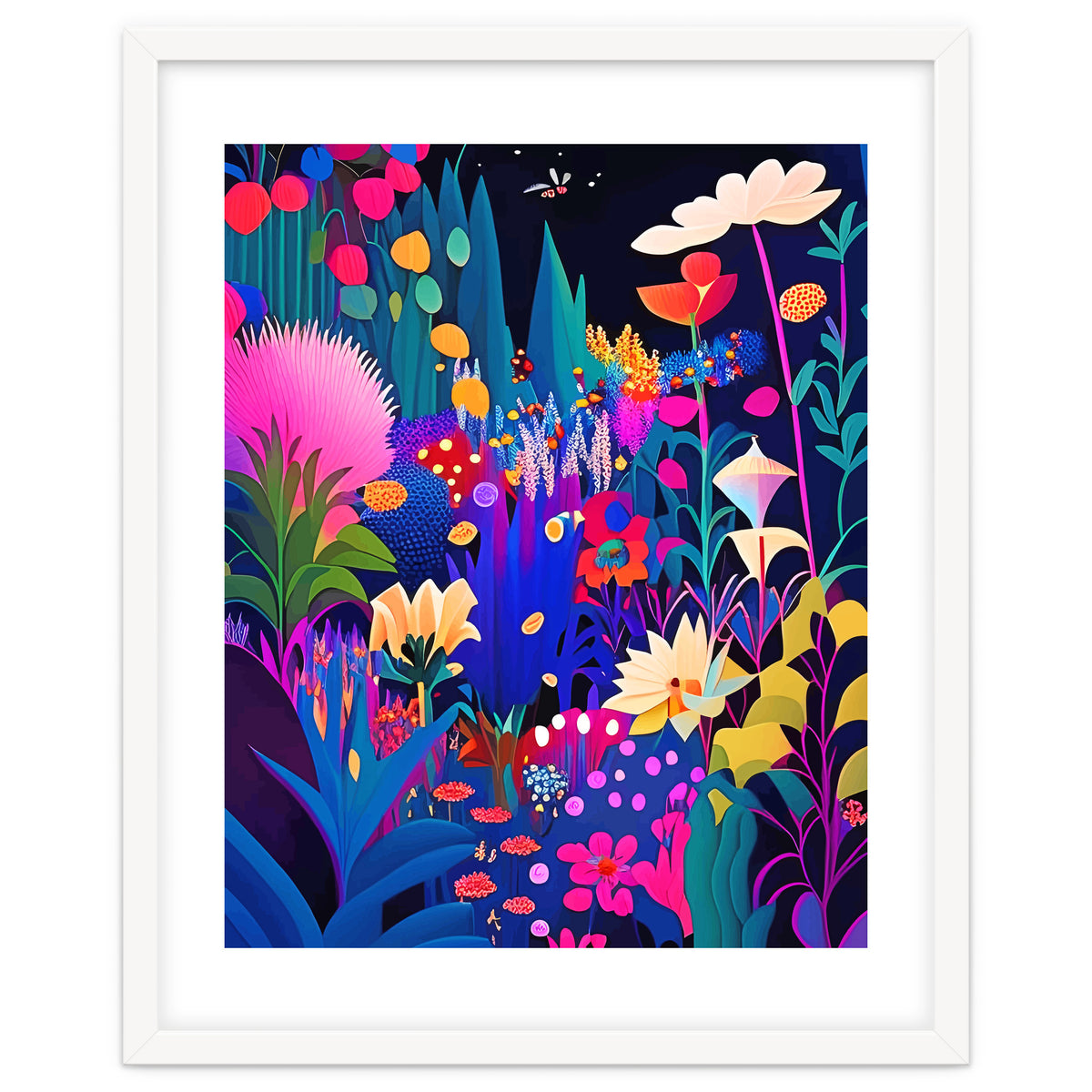 Surreal Emotions, Abstract Colorful Bold Botanical Nature Garden, Eclectic Boho Bohemian Modern Contemporary Graphic Design Painting