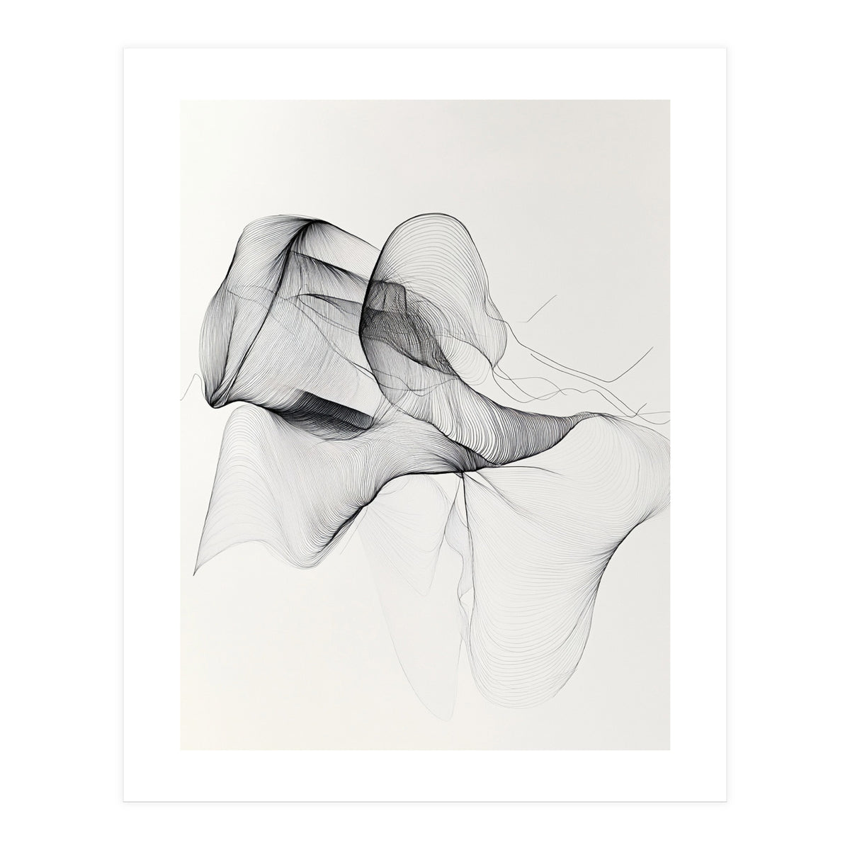 Abstract Black And White Flowing Lines Art (Print Only)