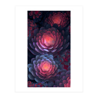 Ethereal Neon Blooms: Intricate 3D Floral Fractal Art (Print Only)