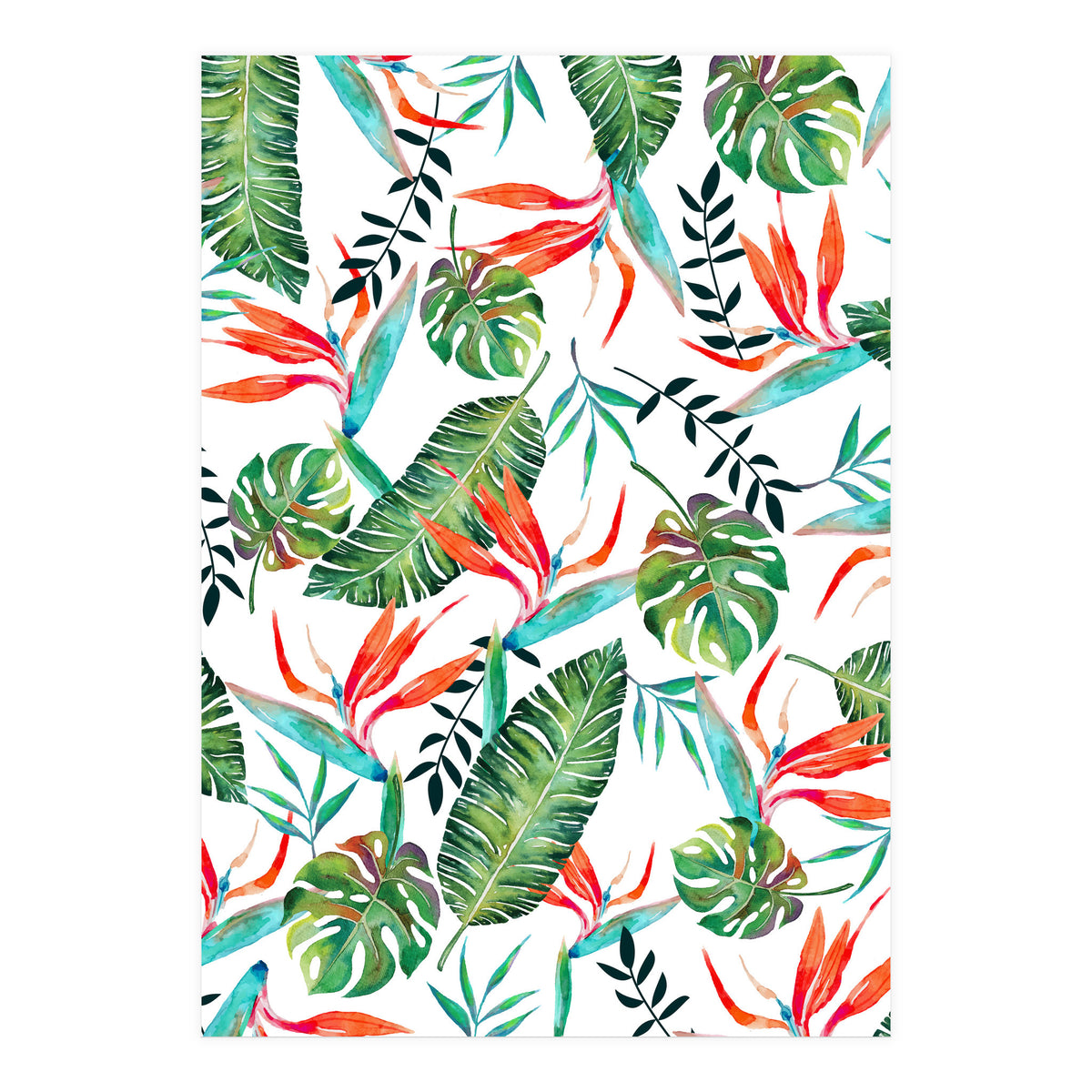 A New Paradise #Bird of paradise painted tropical art & pattern (Print Only)