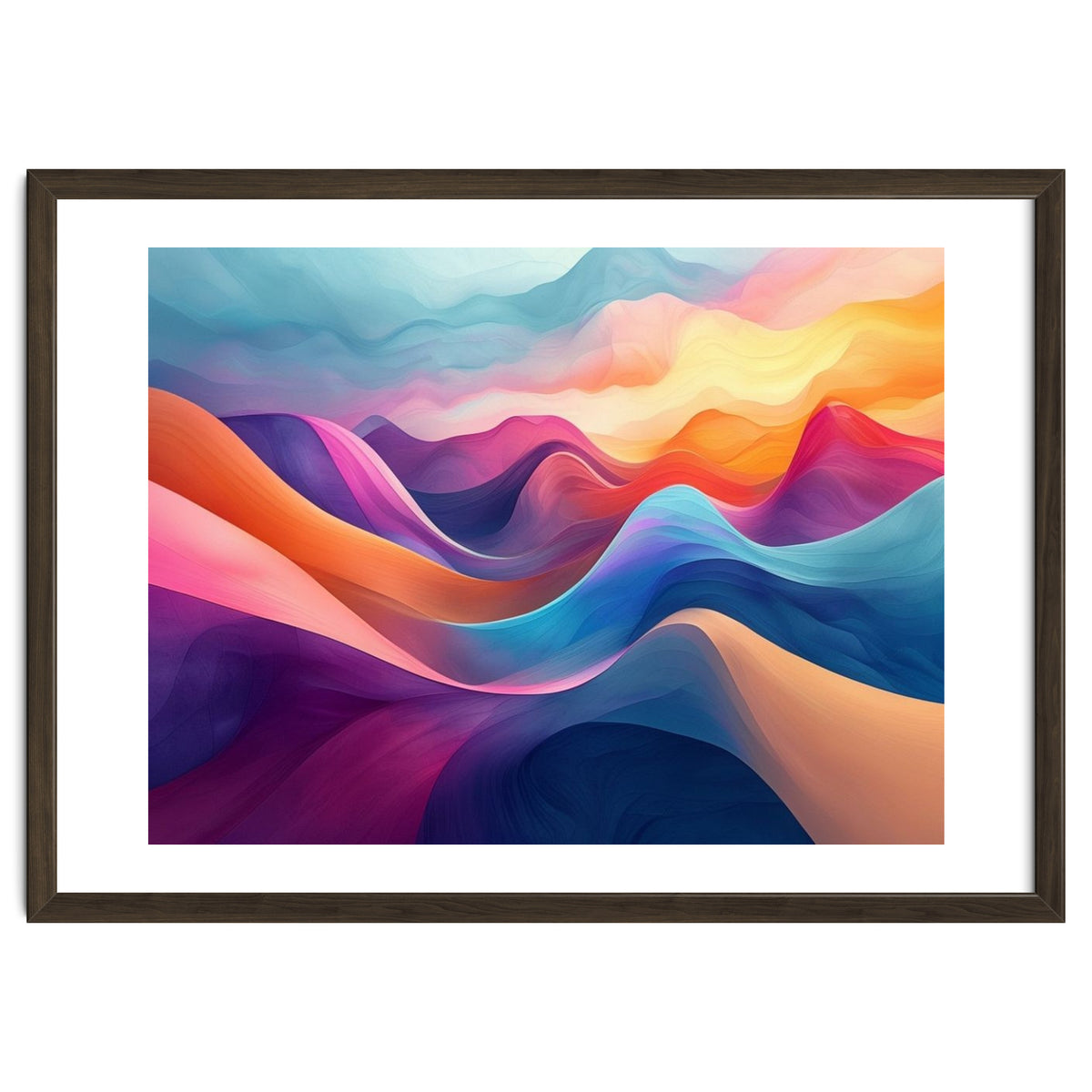 Vibrant Abstract Flowing Peaks Art