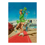 Sexy Pinup Brunette Experiencing Sudden Wind At The Airport (Print Only) thumbnail