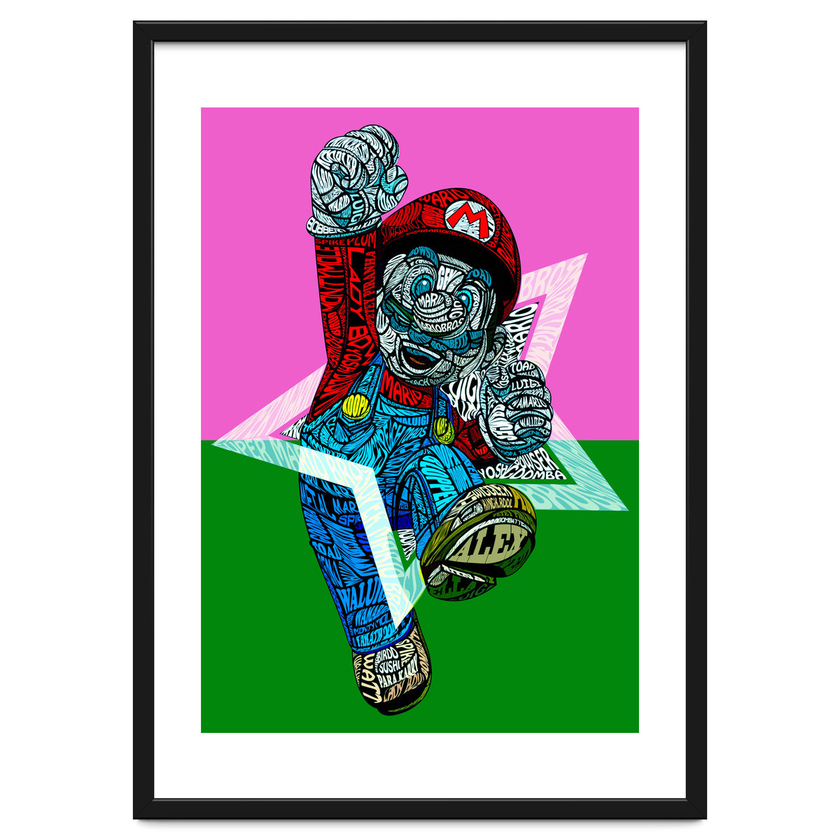 Mario Bross Typo Style Cartoon Pop Art