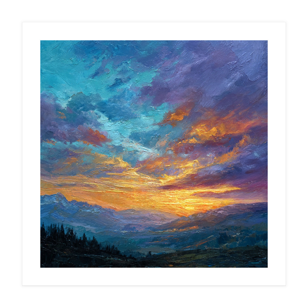 Ethereal Alpine Sunset Over Distant Peaks (Print Only)