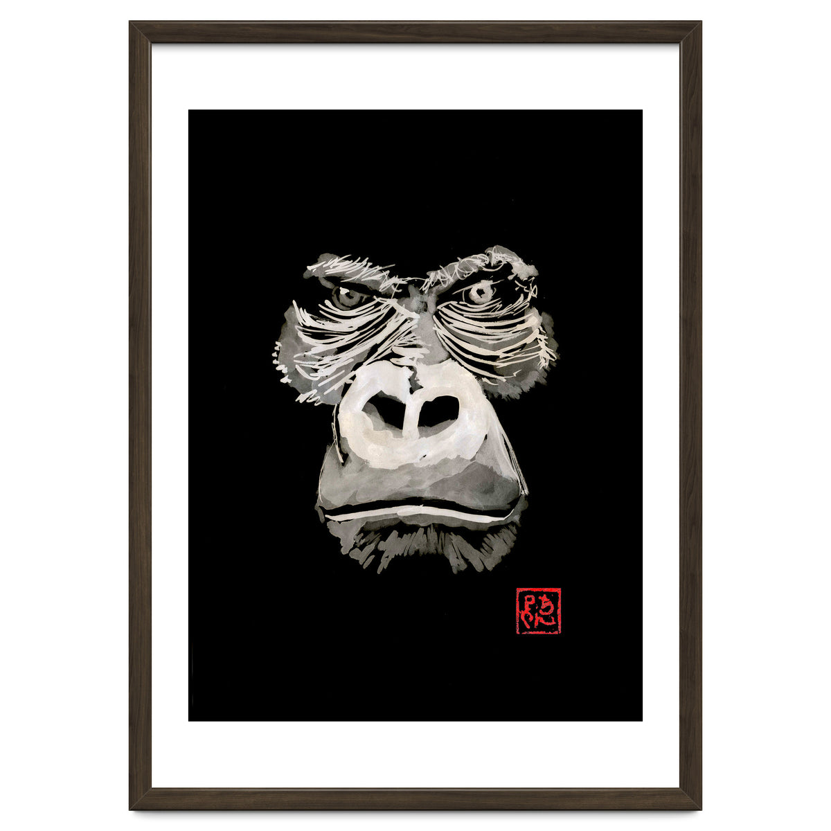 Angry Gorilla White In Black