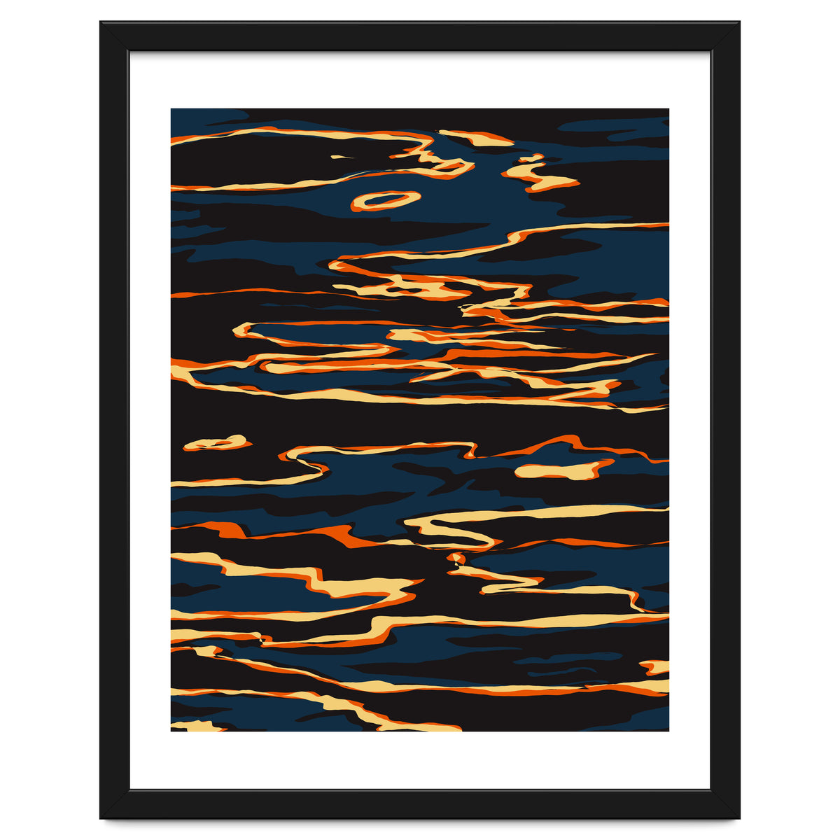 Sunset Reflection, Positivity Hope Growth Optimism Mindset, Nature Marble Dark Ocean