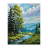 Serene Mountain River Landscape Oil Painting (Print Only) thumbnail
