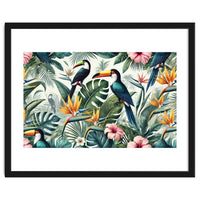 Tropical Toucans in Lush Jungle Foliage