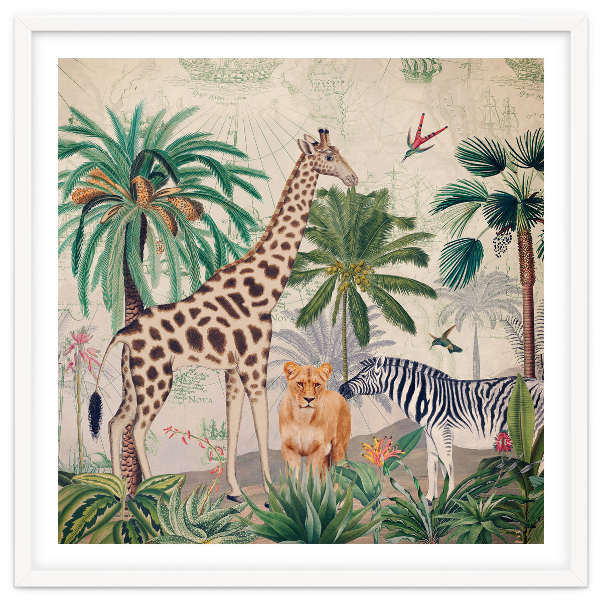Vintage Fantasy African Animals Safari