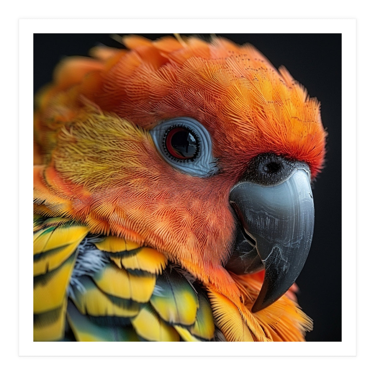 Close Up Of A Sun Conure Parrot's Head (Print Only)