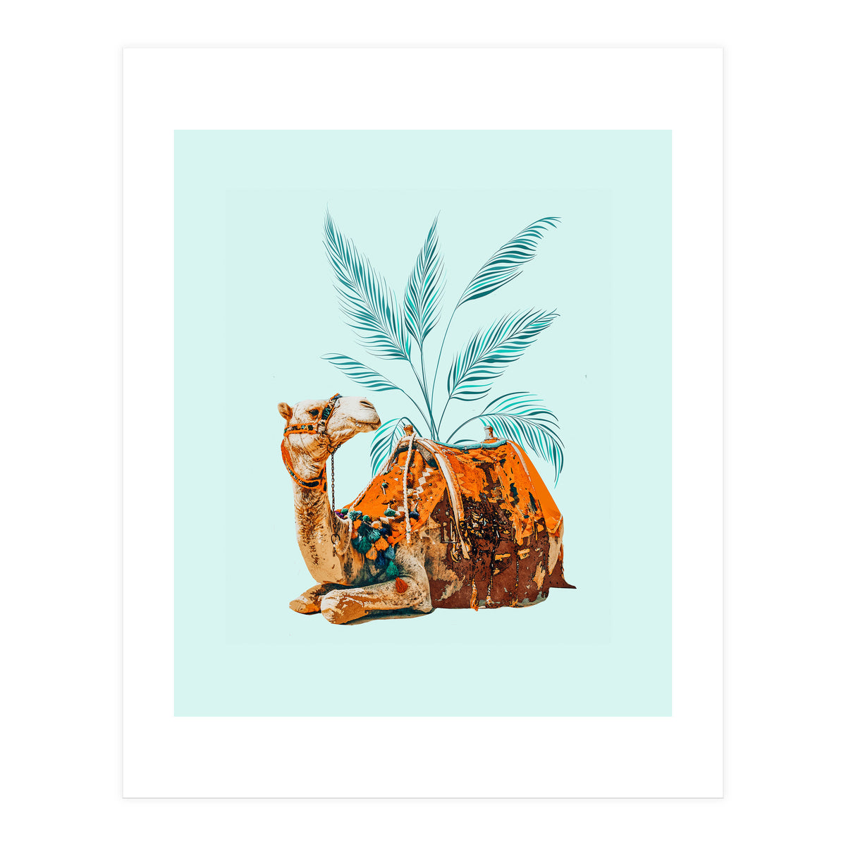 Camel Ride, Modern Bohemian Eclectic Animals, India Culture Travel Palm Desert Painting (Print Only)