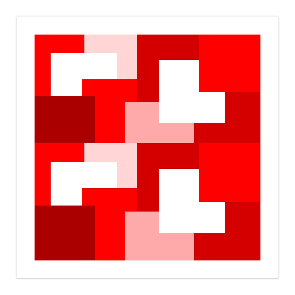 Red Abstract Square Tiles (Print Only)