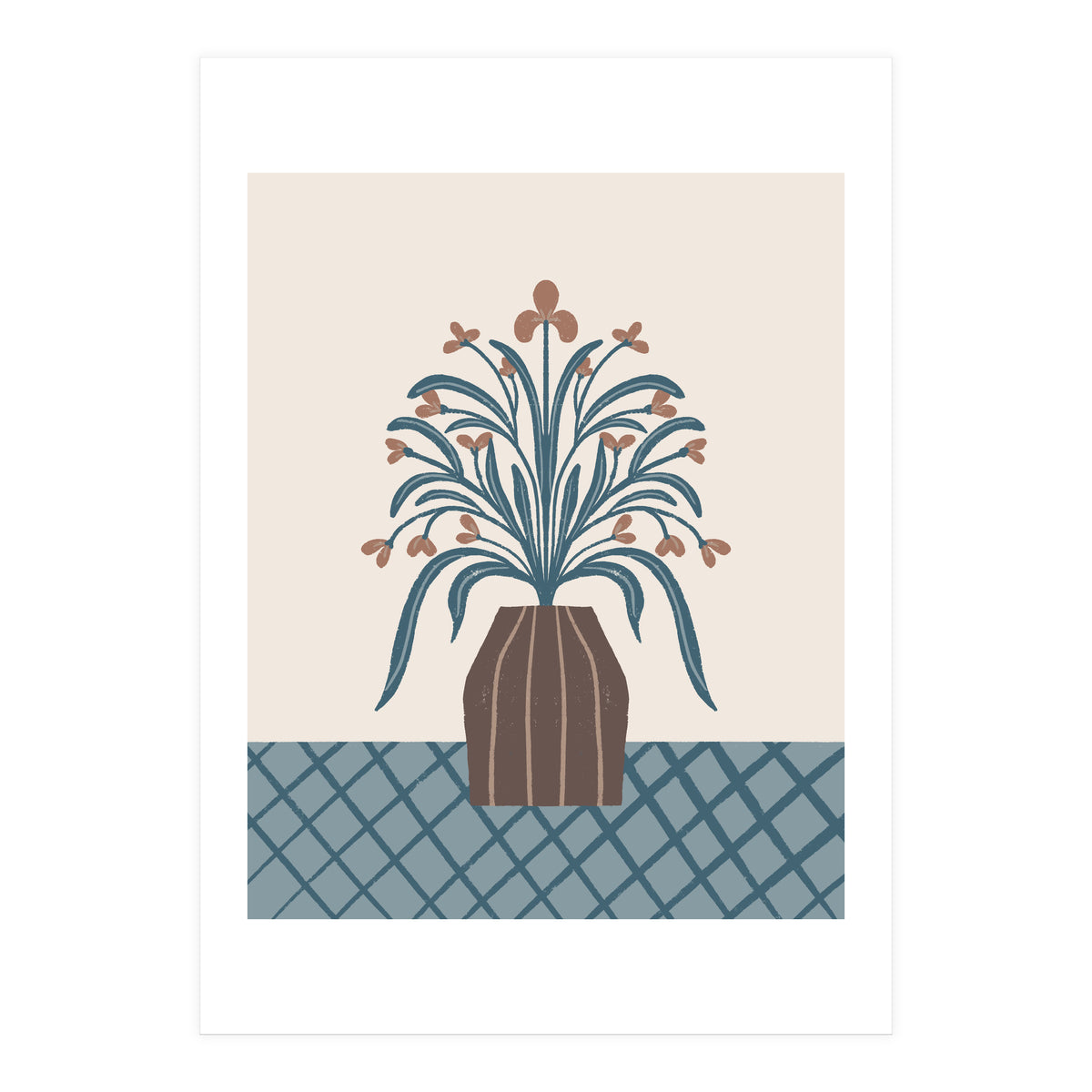 Earthy Modern Vase with Florals (Print Only)