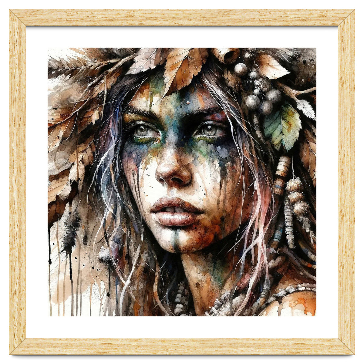 Autumn Leaf Druid Woman Portrait