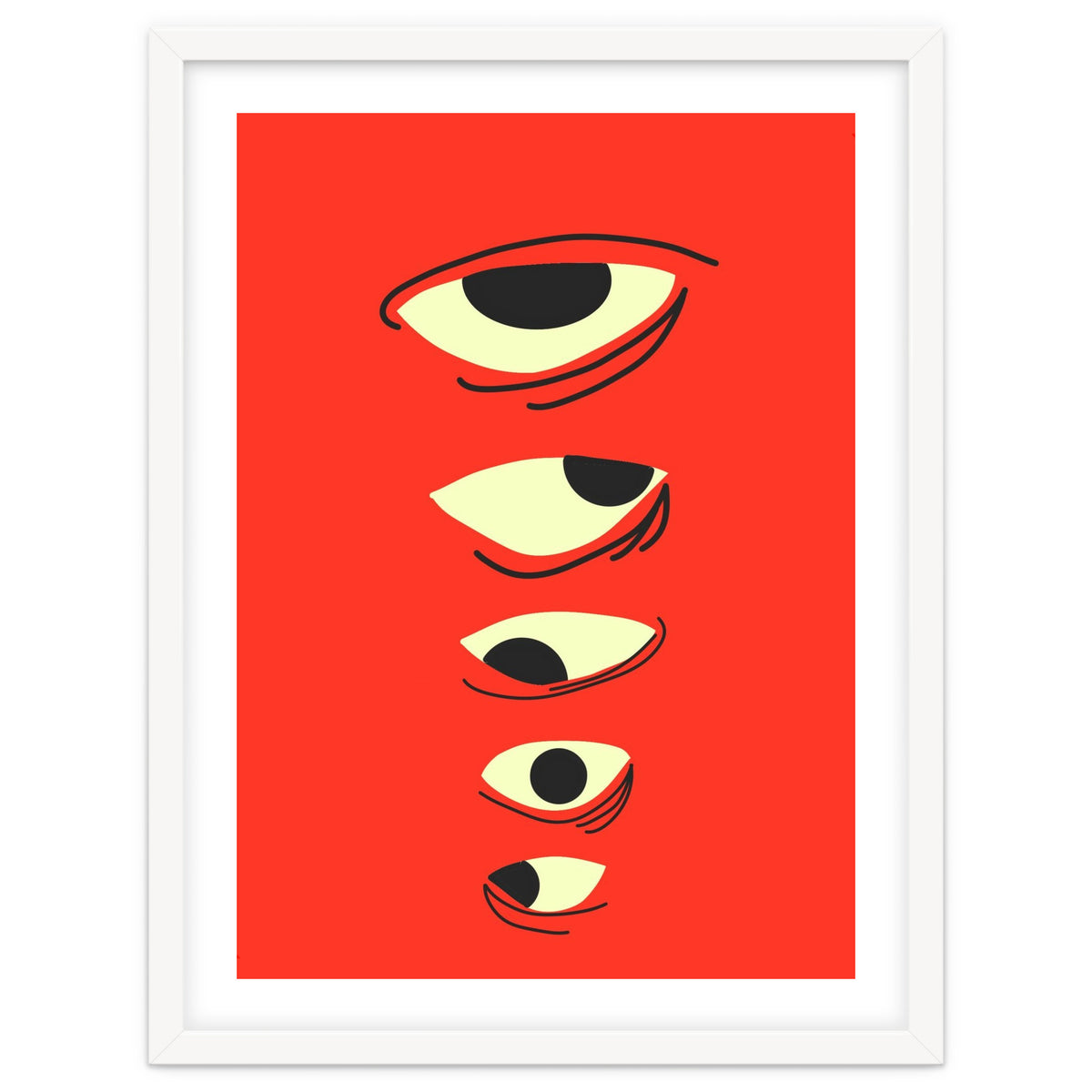 Abstract Eyes on Red Background