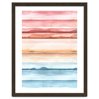 Watercolour Abstract Stripes Red Blue