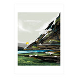 Graze, Cattle Nature Landscape Painting, Mountains Wild Adventure Cows, Animals Grassland Bohemian (Print Only) thumbnail