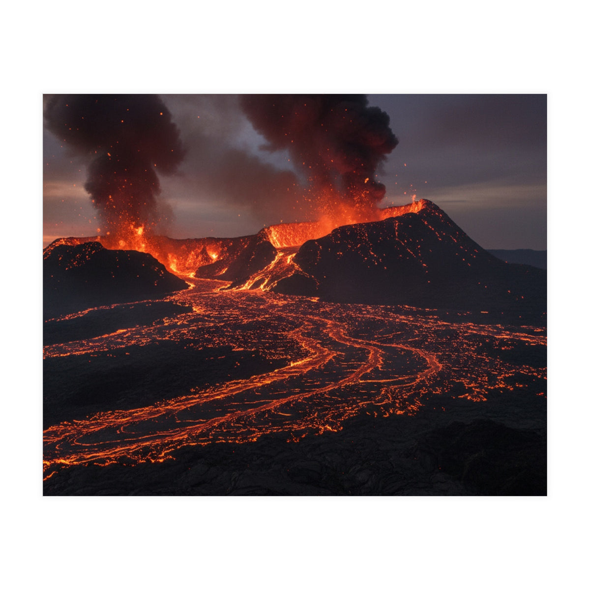 Volcanic Fury: Erupting Mountain Landscape (Print Only)
