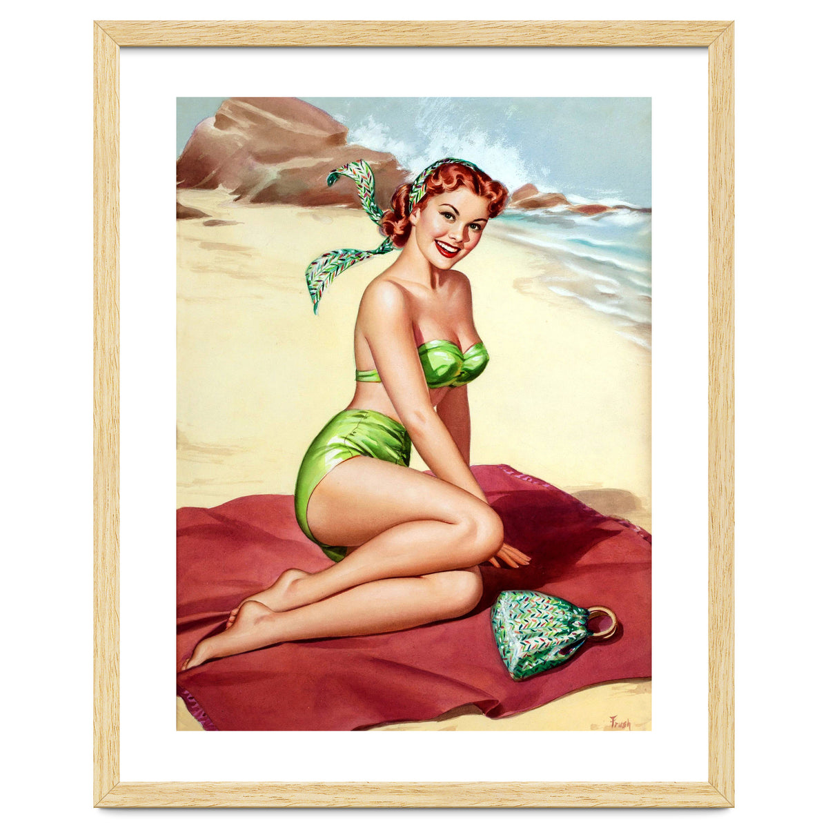 Smiling Pinup Sexy Girl On The Beach