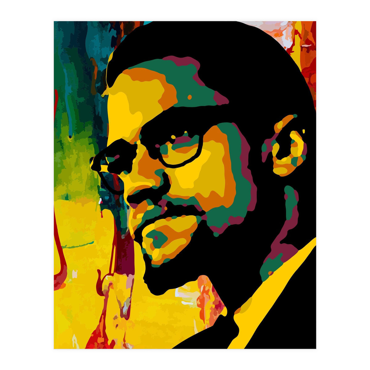 Malcolm X Colorful Abstract Art (Print Only)