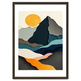 Minimalist Layered Mountain Landscape with Golden Sun thumbnail