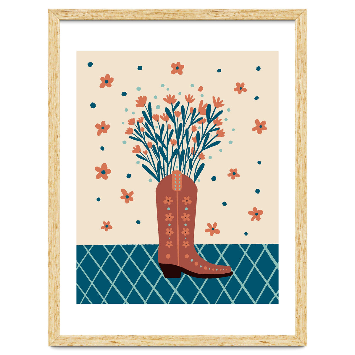 Mocha Cowboy boot with flowers