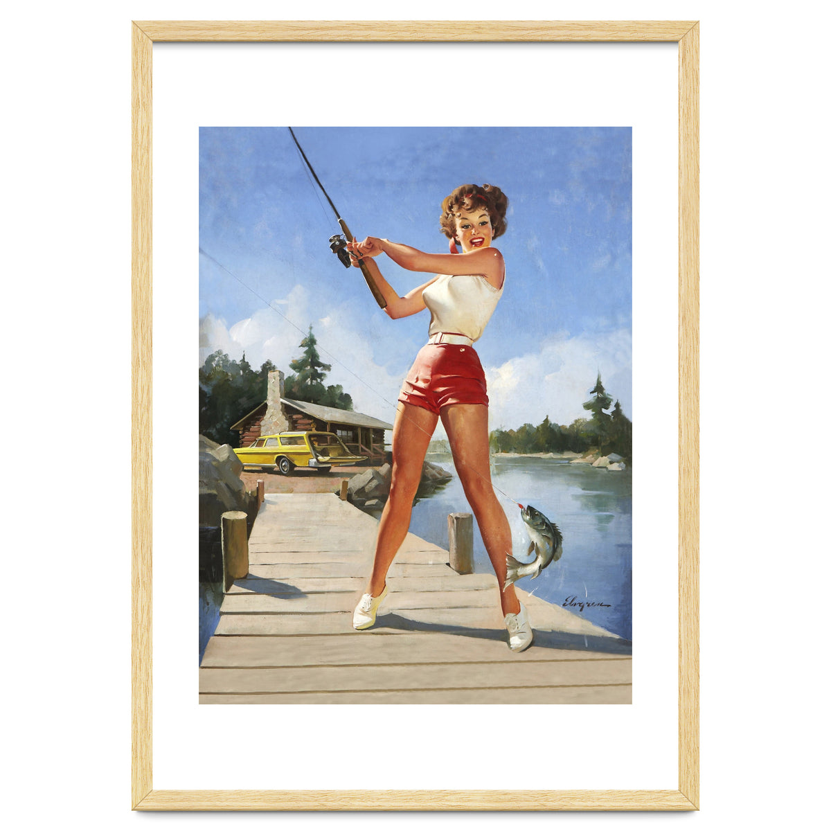 Pinup Fishing Girl With Her Catch
