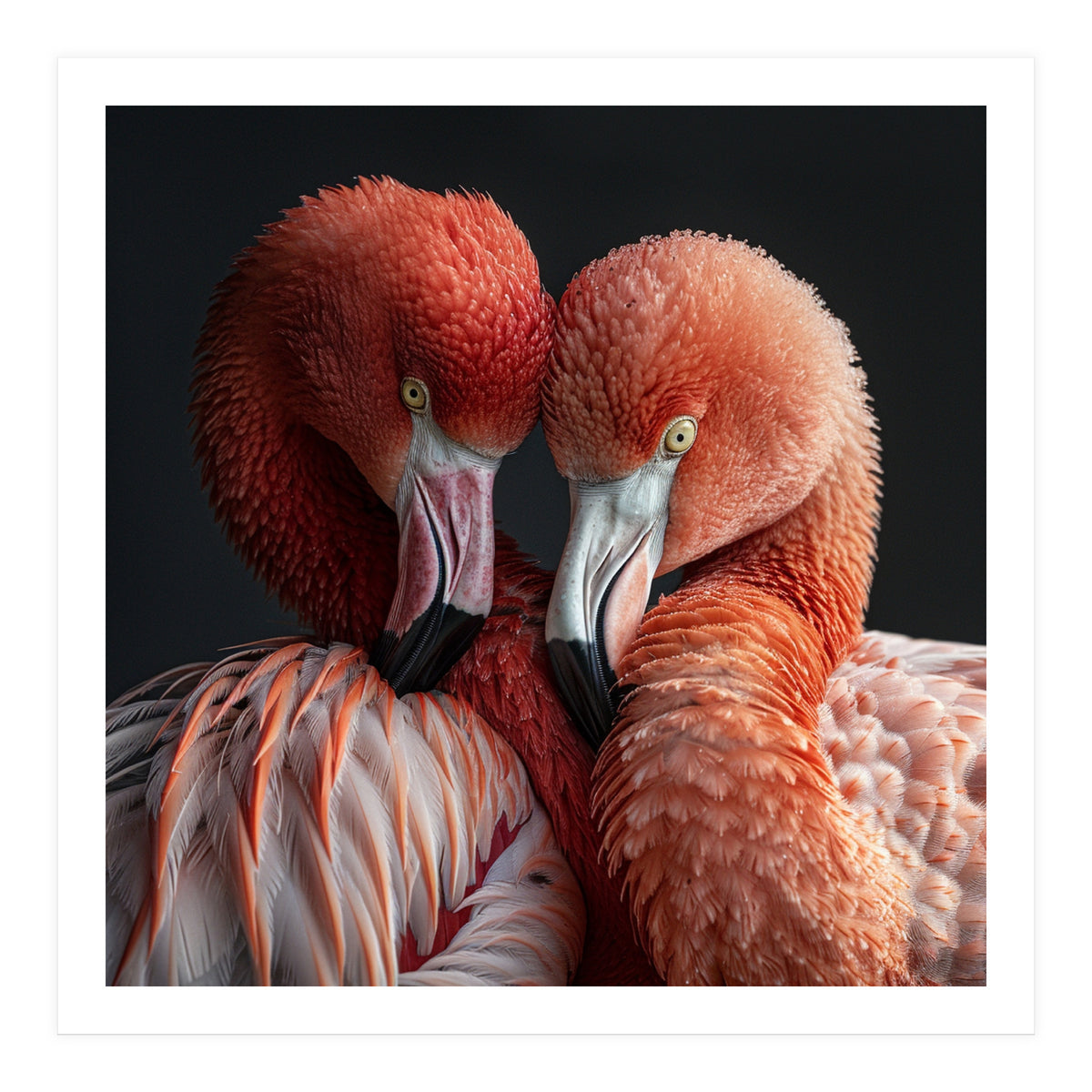 Close Up Of Two Flamingos Nuzzling Together (Print Only)