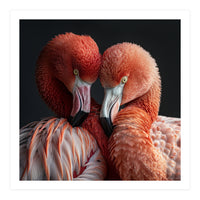 Close Up Of Two Flamingos Nuzzling Together (Print Only)