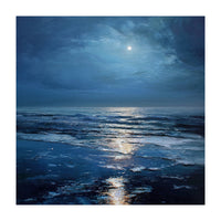 Midnight Blue Moonlit Seascape (Print Only)