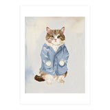 Sir James fluffy Tom cat in his blue pajamas oils (Print Only) thumbnail