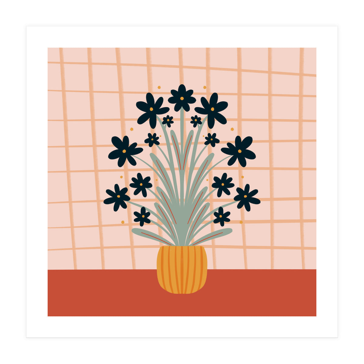 Floral Vase Orange (Print Only)