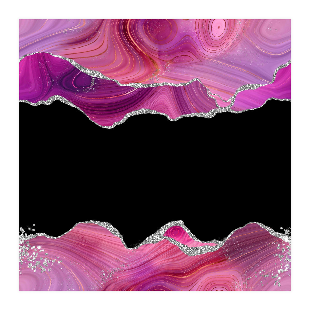 Magenta & Silver Agate Texture 03  (Print Only)