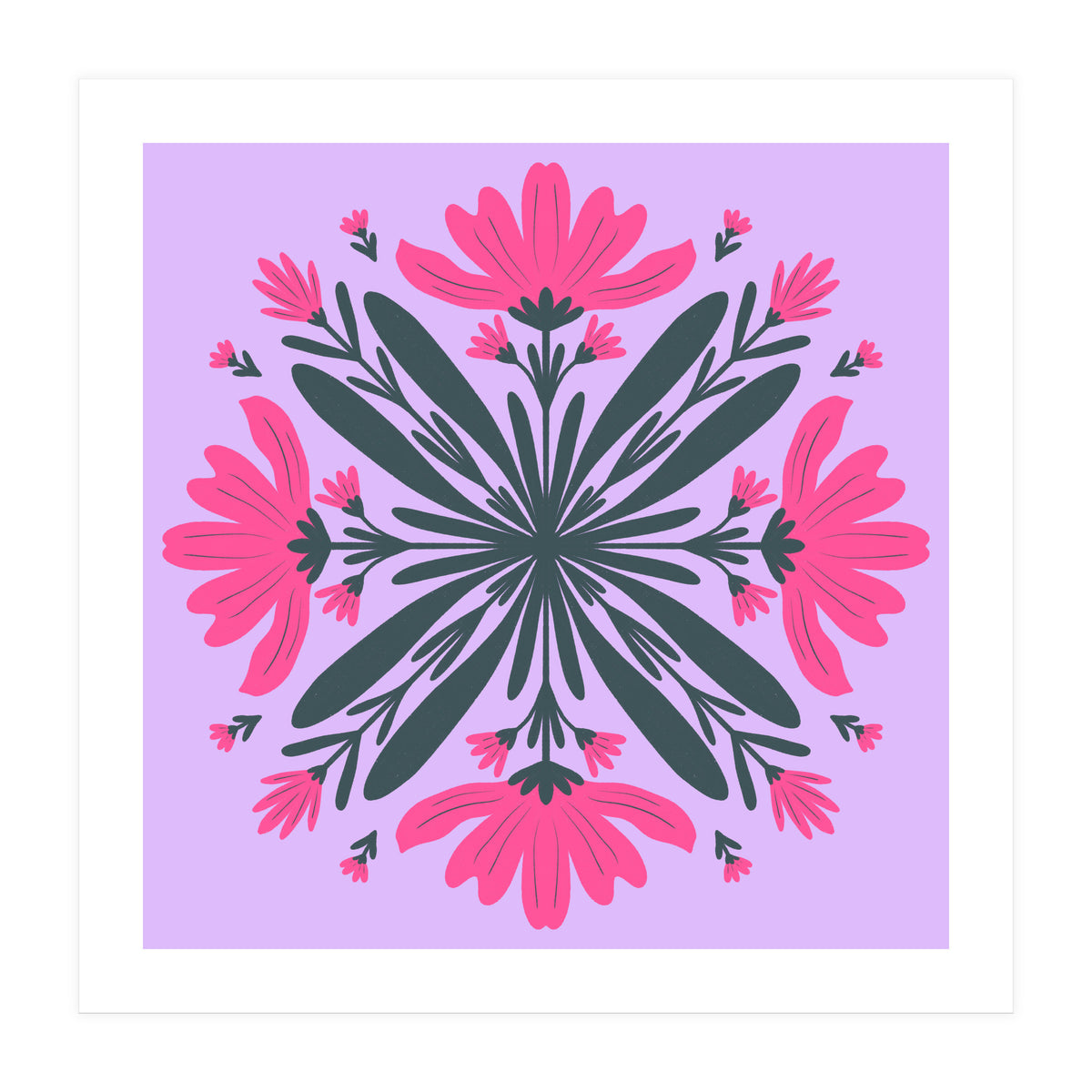 Magenta mandala flowers (Print Only)