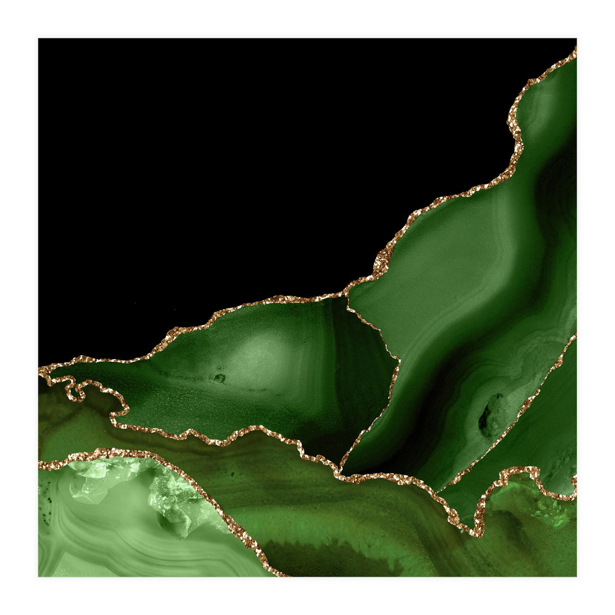 Green & Gold Agate Texture 03 (Print Only)