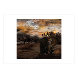 Elephant Scenic Golden Sunset African Wildlife Landscape (Print Only) thumbnail