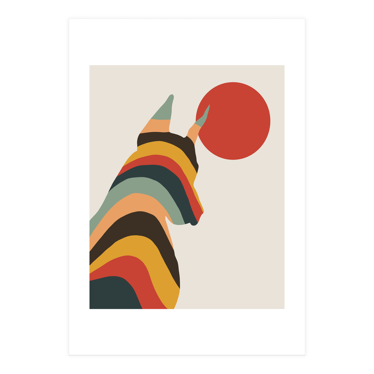 Dog Years, Rainbow Bohemian Animal, Pets Rise Dogs Retro, Eclectic Contemporary Solo (Print Only)