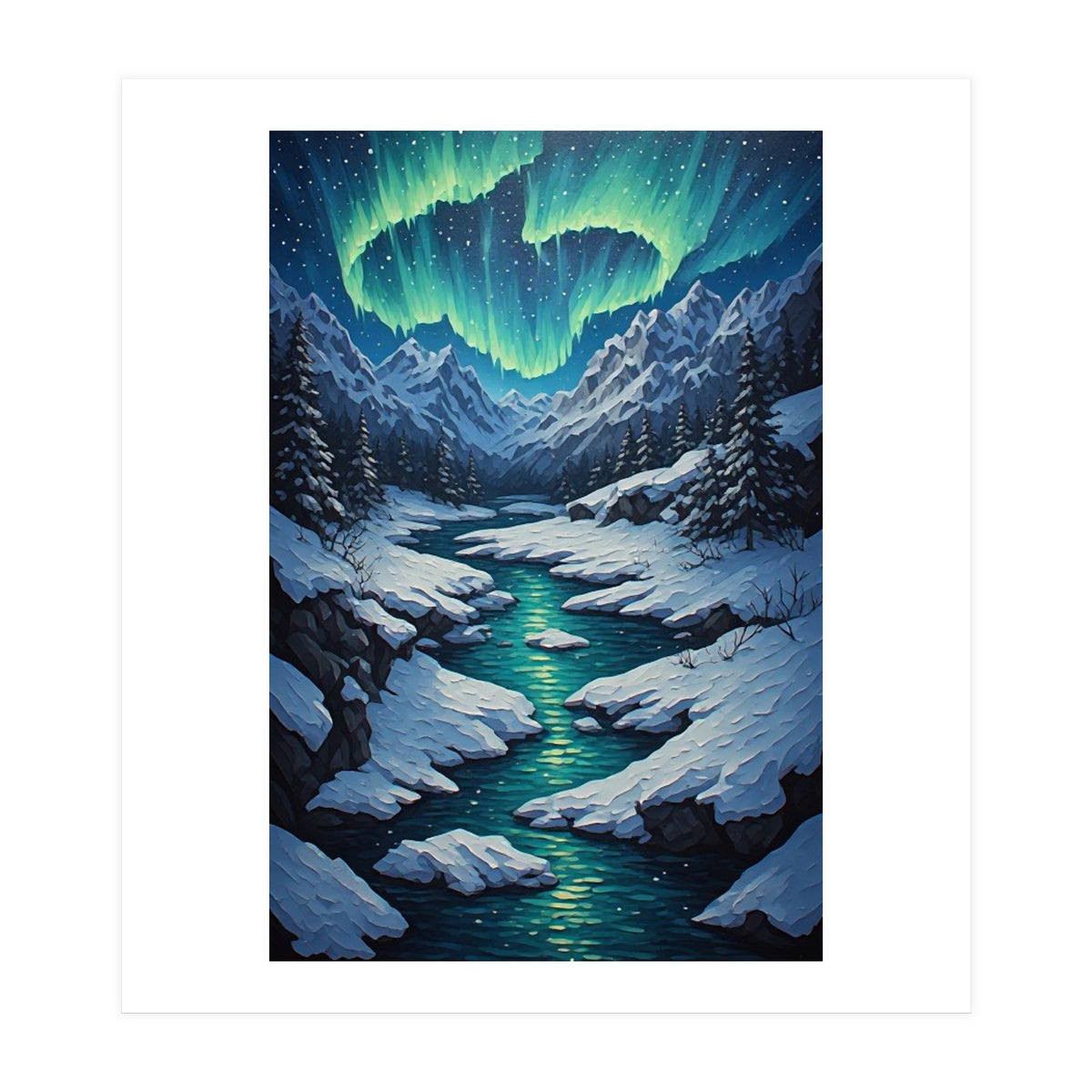 Ethereal Northern Lights: Arctic Winter Valley (Print Only)