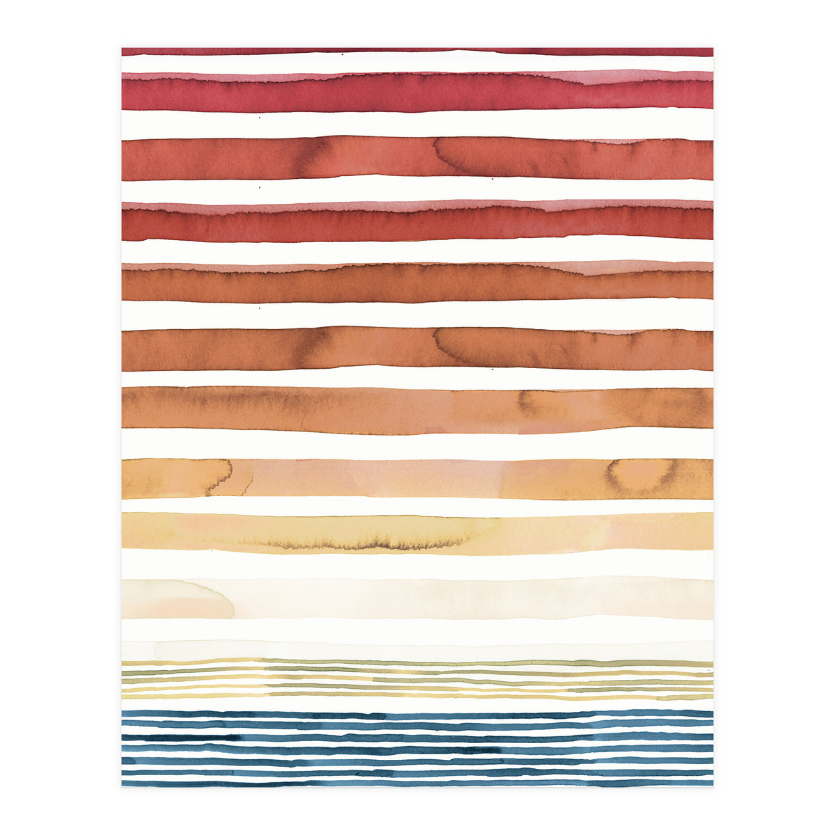 Watercolour Sunset Stripes Orange (Print Only)
