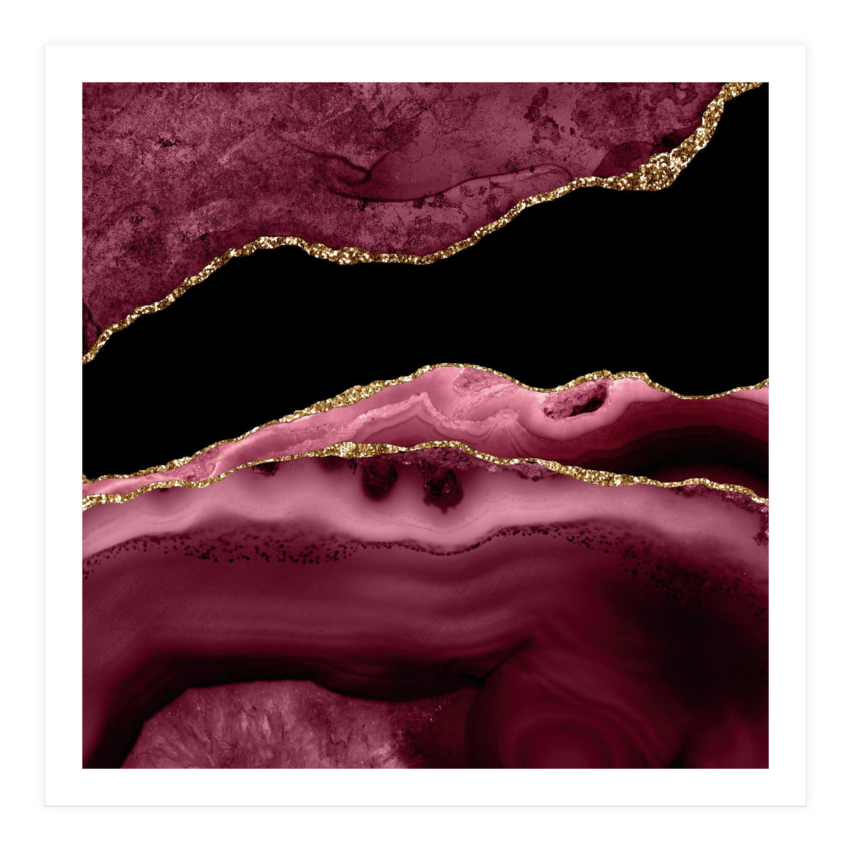 Burgundy & Gold Agate Texture 13  (Print Only)