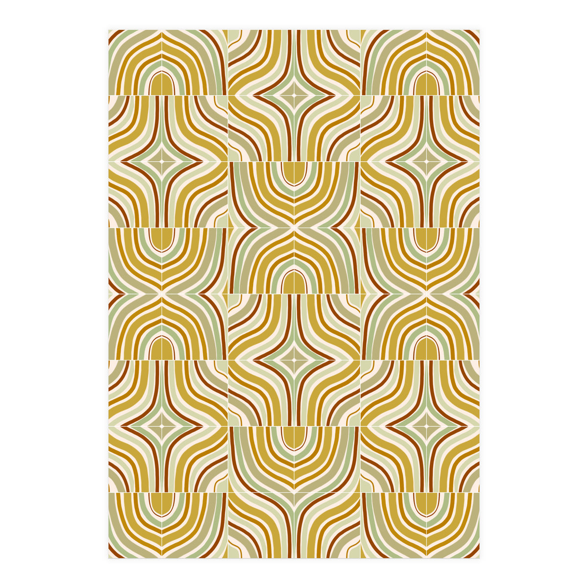 Ochre Retro Marbled Tiles (Print Only)