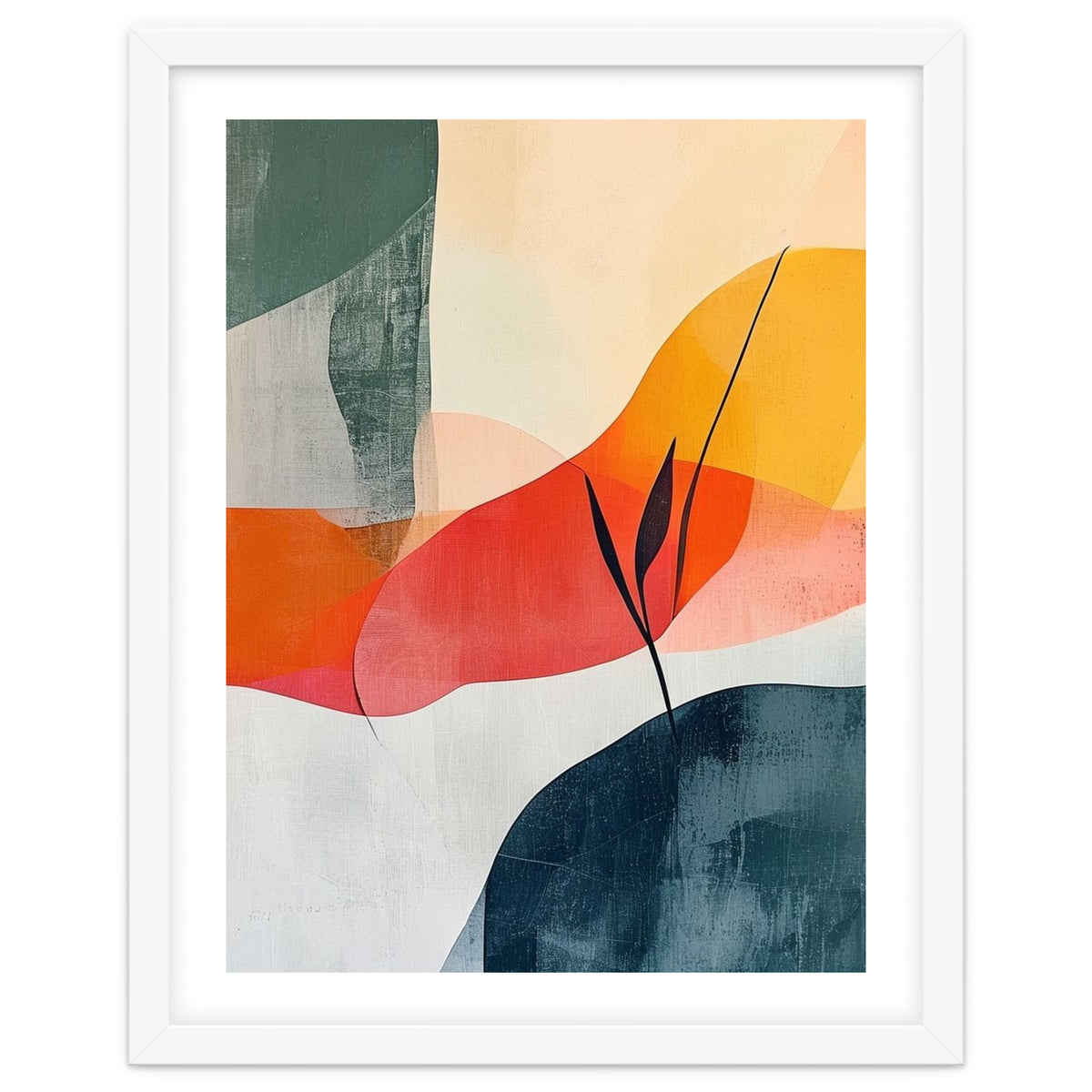 Minimalist Botanical Abstract Art with Organic Overlapping Shapes
